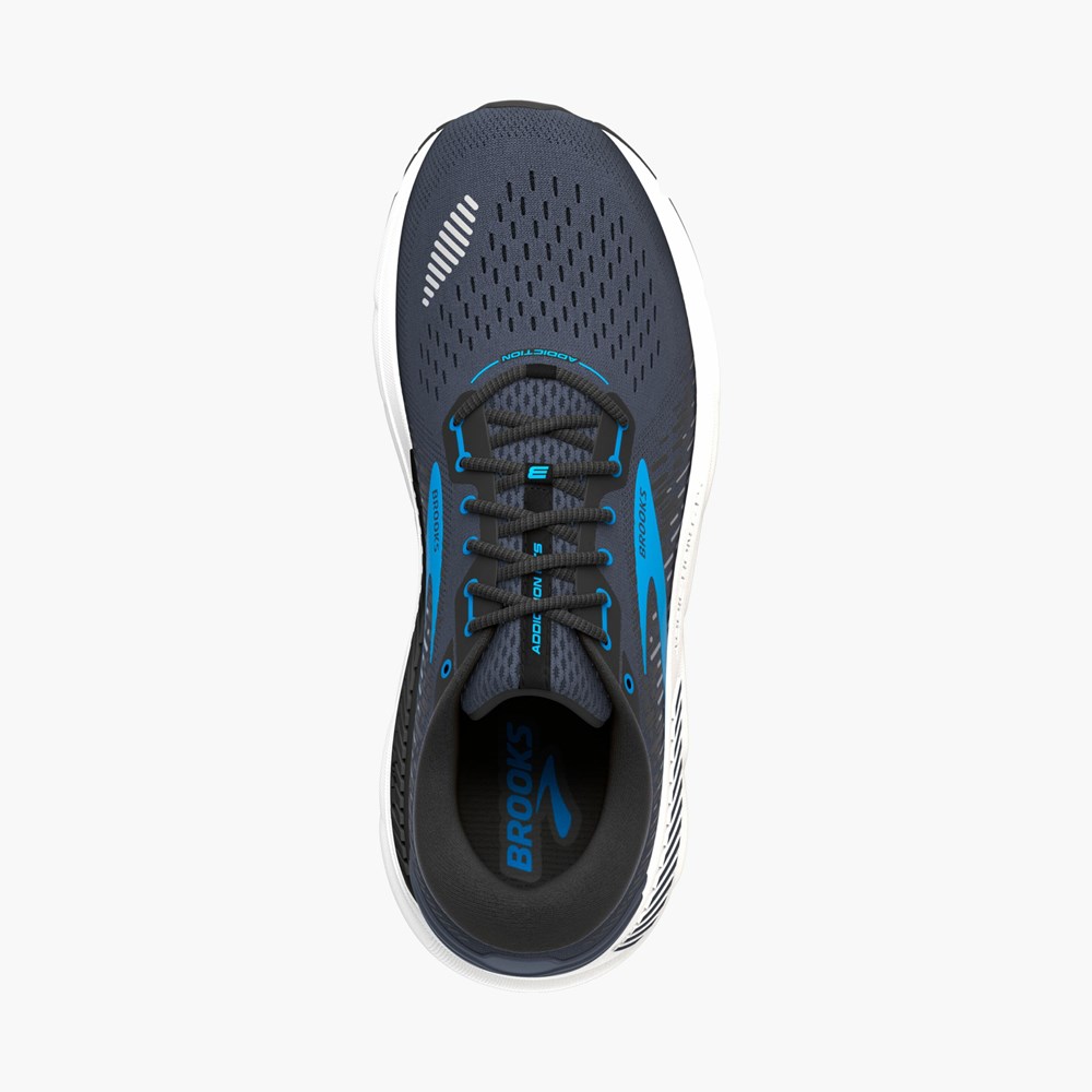 Chaussures Running Route Brooks Addiction 15 Noir Bleu Homme | CUA-3041057